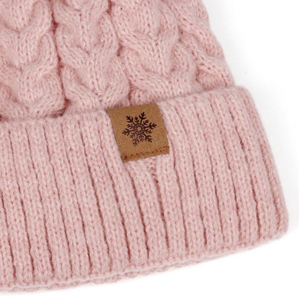 Beanie Hat Pompom Beanies Hat Solid Color Winter Knit Gloves Set Outdoor