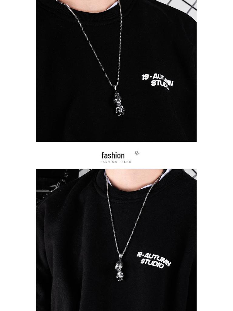 Retro Distressed Six-Pointed Star Cartoon Necklace Pendant for Men and Couples