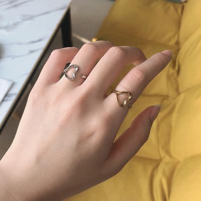 New Ladies' Small Fresh and Simple Hollow Ring Fashion and Elegant Wild Love Adjustable Ring Accessories Jewelry