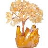 Natural Citrine Gemstone Crystal Tree of Life,Yellow Titanium Crystal Base Chakra Positive Energy Feng Shui Bonsai Money Tree for Wealth and Luck