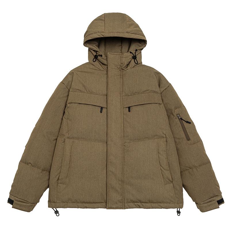 Men's 2025 White Duck Down Hooded Jacket: Winter Warmth, Loose Fit, Letter Print Design