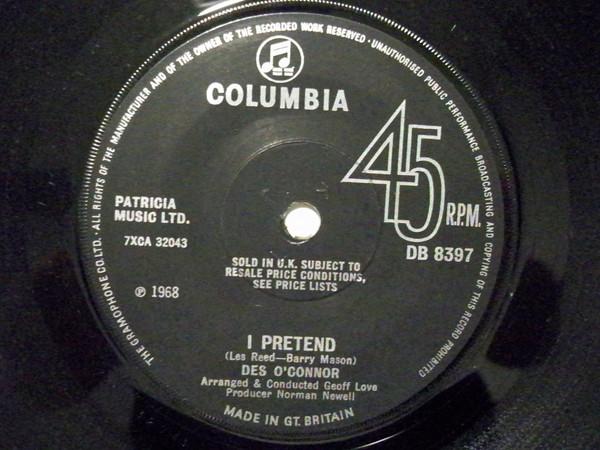 

7inch Record DES O CONNOR - I Pretend / Thinking Of You DB8397 Columbia 1968 UK Pop Used