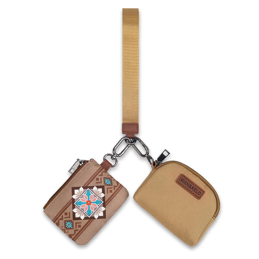 Bohemian Ethnic Style Small Double Bag, European and American Retro Key Bag and Wrist Bag