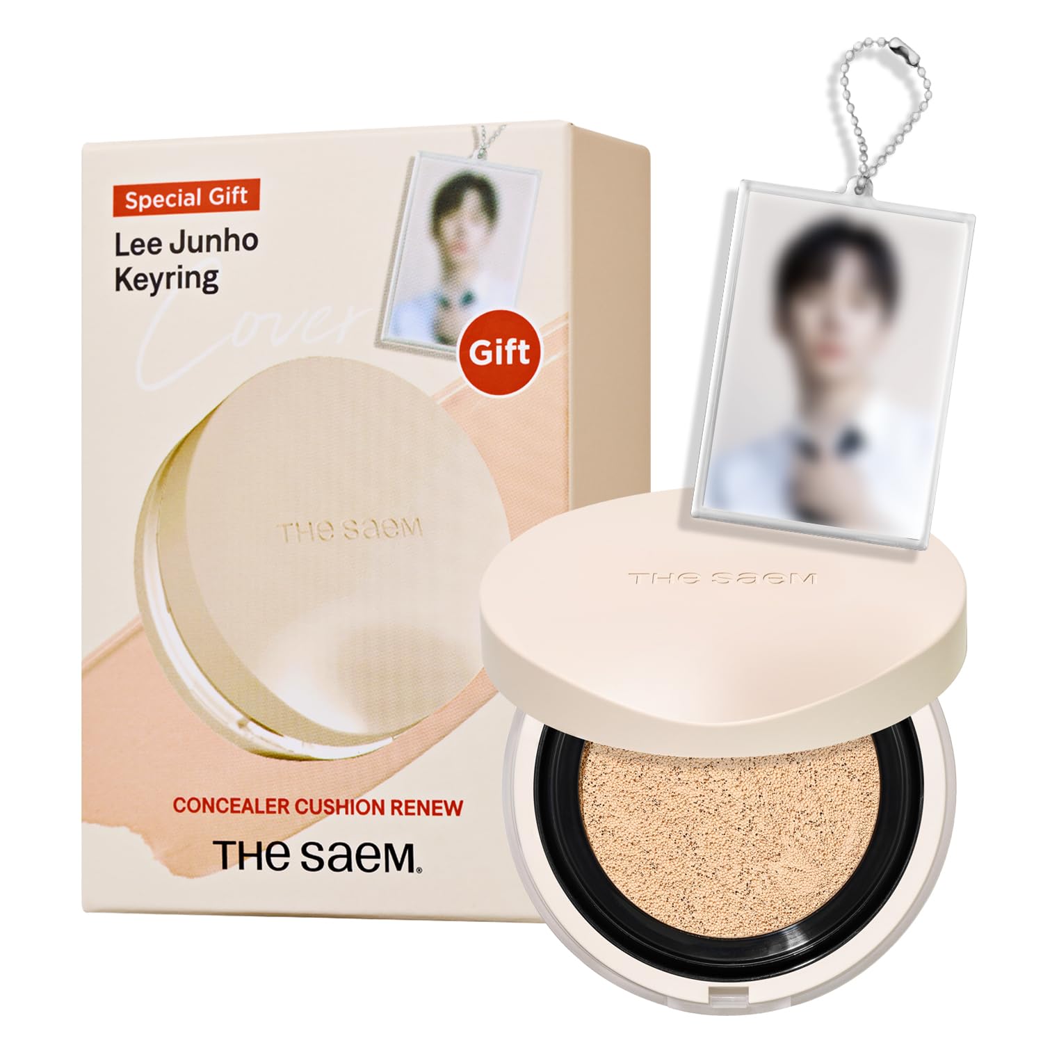 

Saem Japan Official Cover Perfection Concealer Cushion Renewal Light Beige Junho Photo Key Ring 1247 1.25 [Lee Set]