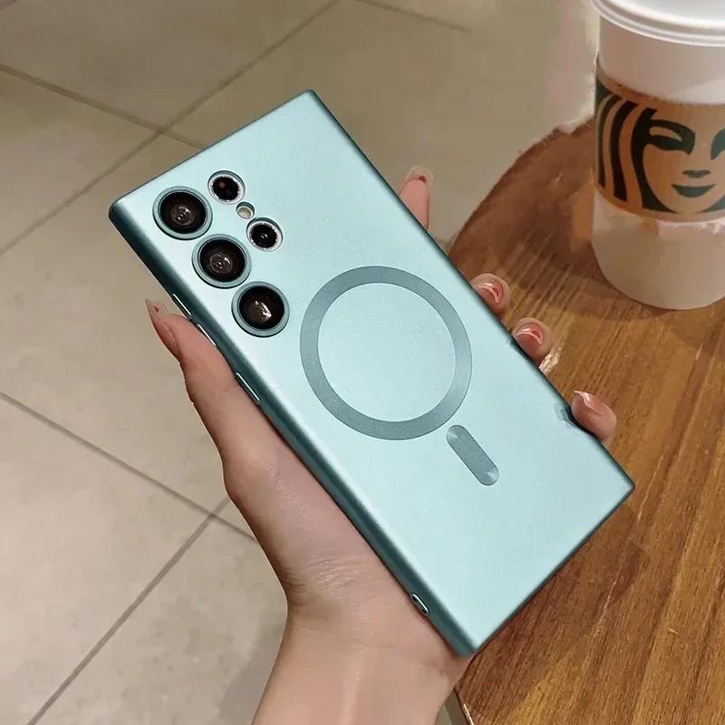 Matt Mjukt Skal för Samsung S24FE S25 S24 S23 S22 Note20 Ultra S21 S20 Plus FE Magsafe Telefonskal Stöttåligt Skal Anti-Repor