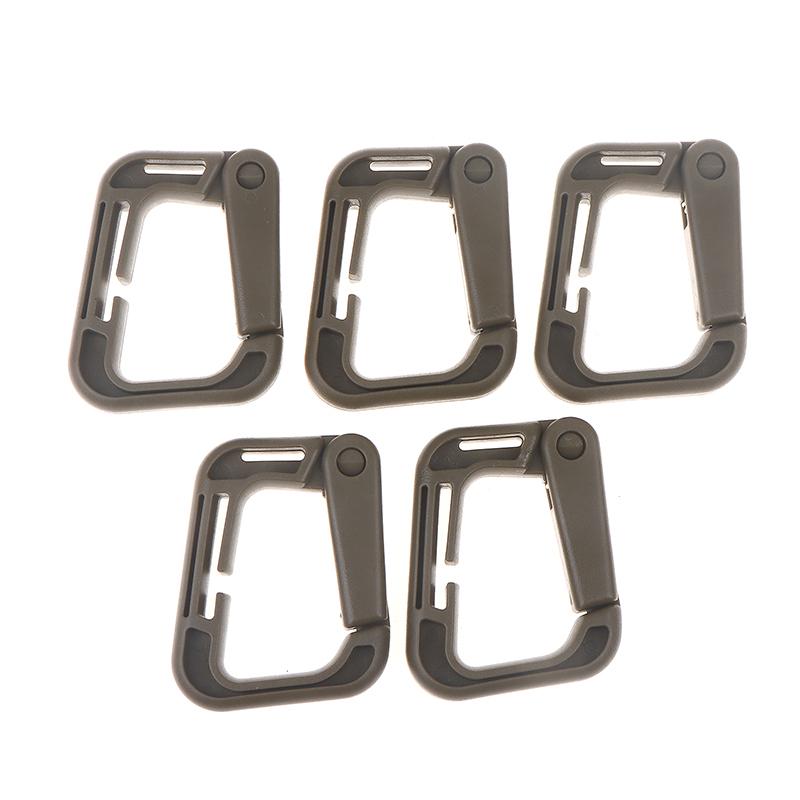 5Pcs Outdoor Plasctic Shackle Carabiner D Type Backpack Hanging Webbing Hook Buckle Multi Outdoor Hiking Camping Gear