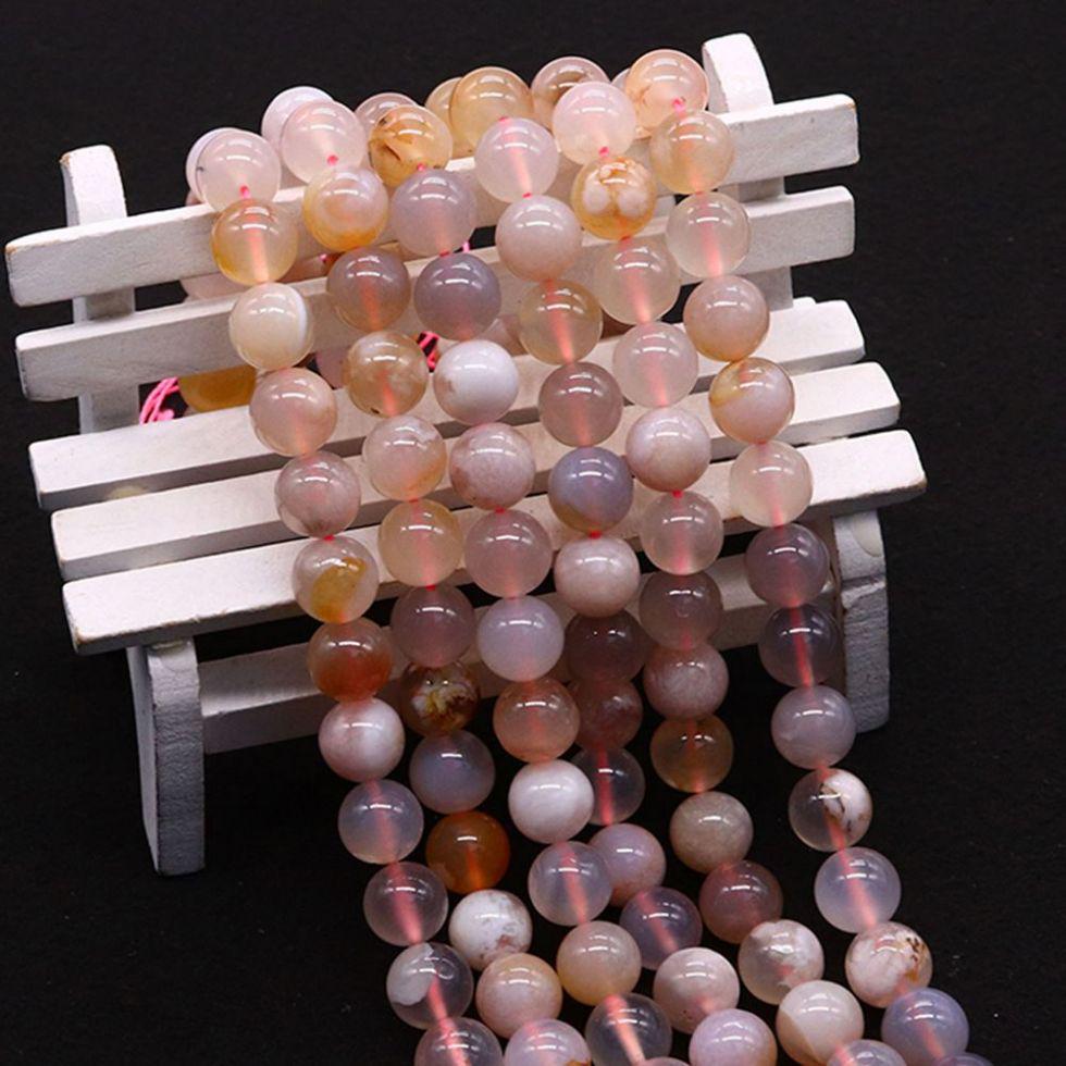Cherry Blossom Agate Beads for DIY Handmade Bracelets – Women s Multi-Treasure Weaving Spacer Beads 6mm