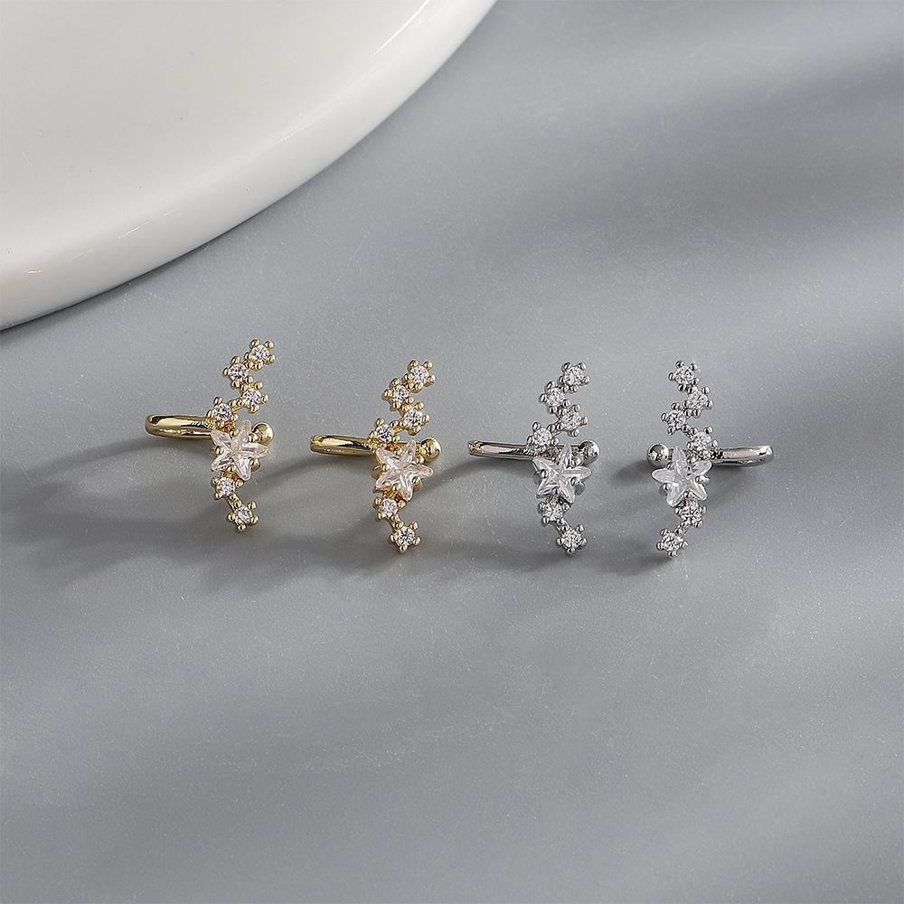 1PCS Zircon Star Without Hole Fake Earrings Single Ear Bone Clip Ear Cuffs Crystal Clip for Women Earrings Jewelry