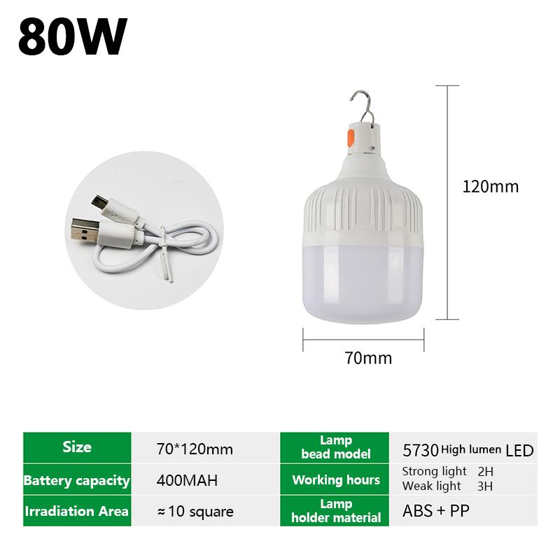 Portable USB Rechargeable Lamp LED Camping Lights Outdoor Emergency Bulb High Power Lamp Bulb Battery Lantern BBQ Tents Lighting