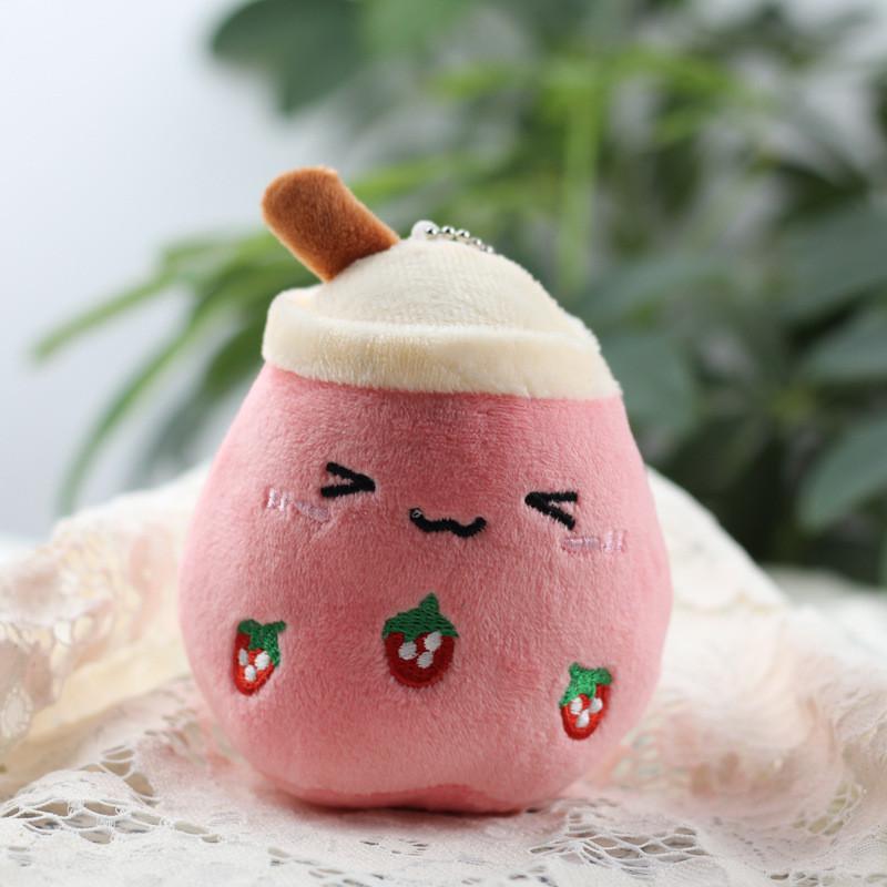 Entzückender Plüsch Apfel Frucht Milchtee Tasse Schlüsselanhänger Weiches Kurzplüsch Spielzeug Geschenk