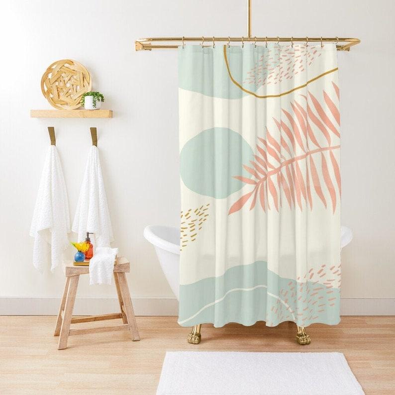 

Eco-Friendly Floral Shower Curtain - Boho Summer Flower Bath Decor With Hooks (Recycled & Waterproof W60H190(CM)-1 Pcs