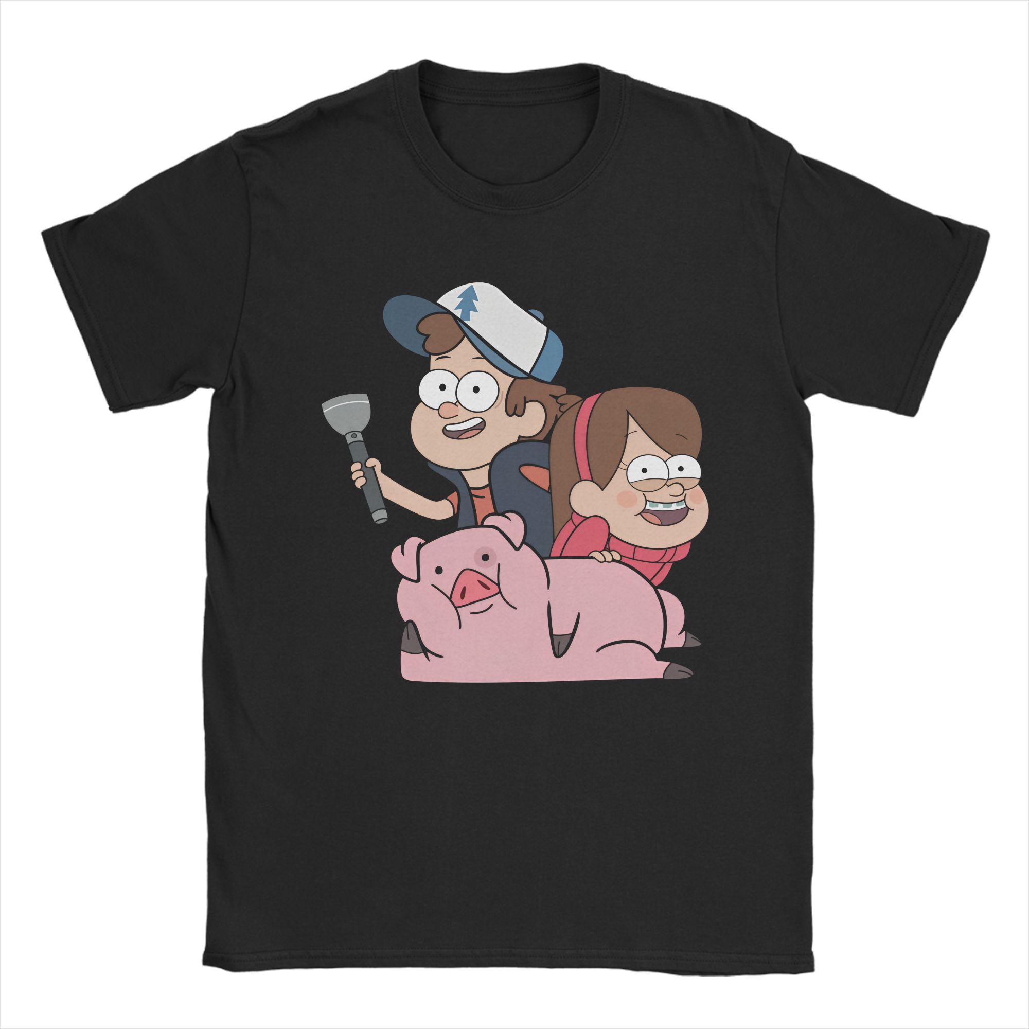 

Men Gravity Falls Dipper and Mabel Pines T Shirt Pure Cotton Clothing Vintage Short Sleeve O Neck Tees Summer TShirts 4XL