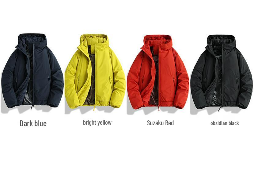 Men's Winter Solid Color Hooded Puffer Jacket - American Trendy Brand: New Arrival, Warm, Thick, Loose Fit