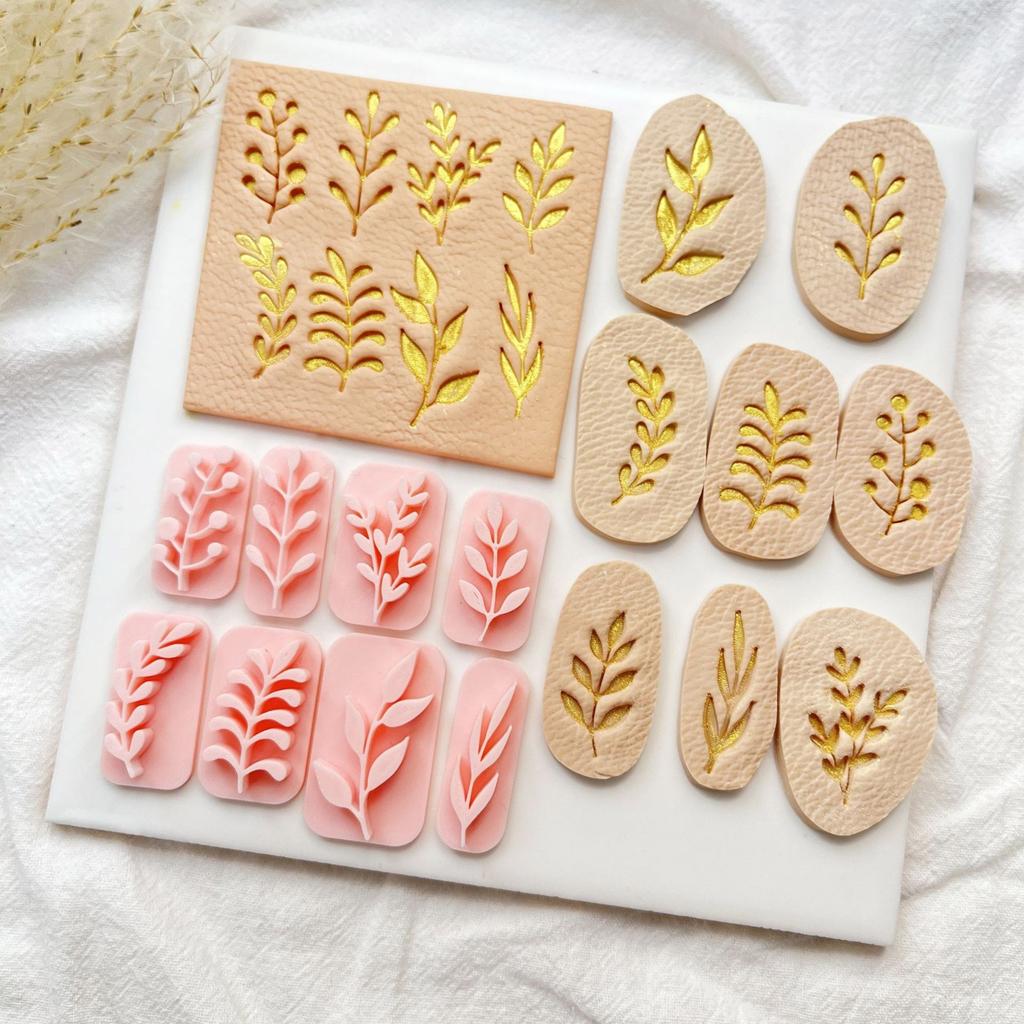 8Piece Versatile Soft Clay Leaf Shape Adornment Molds for DIY Earring Crafting Perfect for Hobbyists and Designers