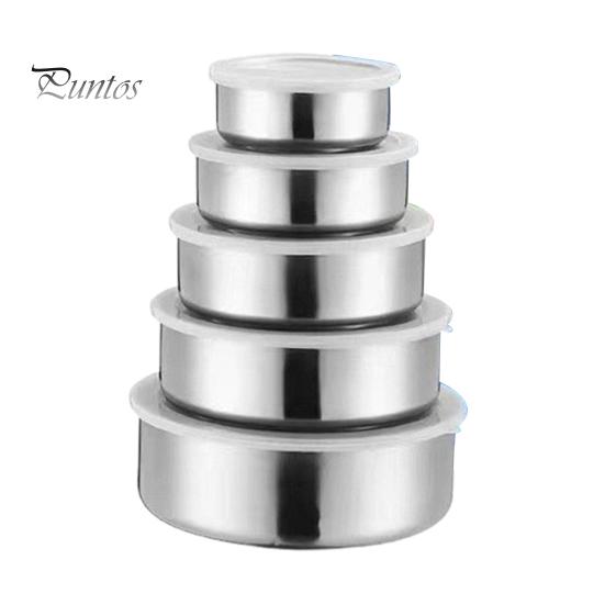 

5 шт., ящик для хранения продуктов, контейнеры для пищевых продуктов из нержавеющей стали с герметичными крышками, многоразовая чаша для овощей и фруктов для дома 5pcs