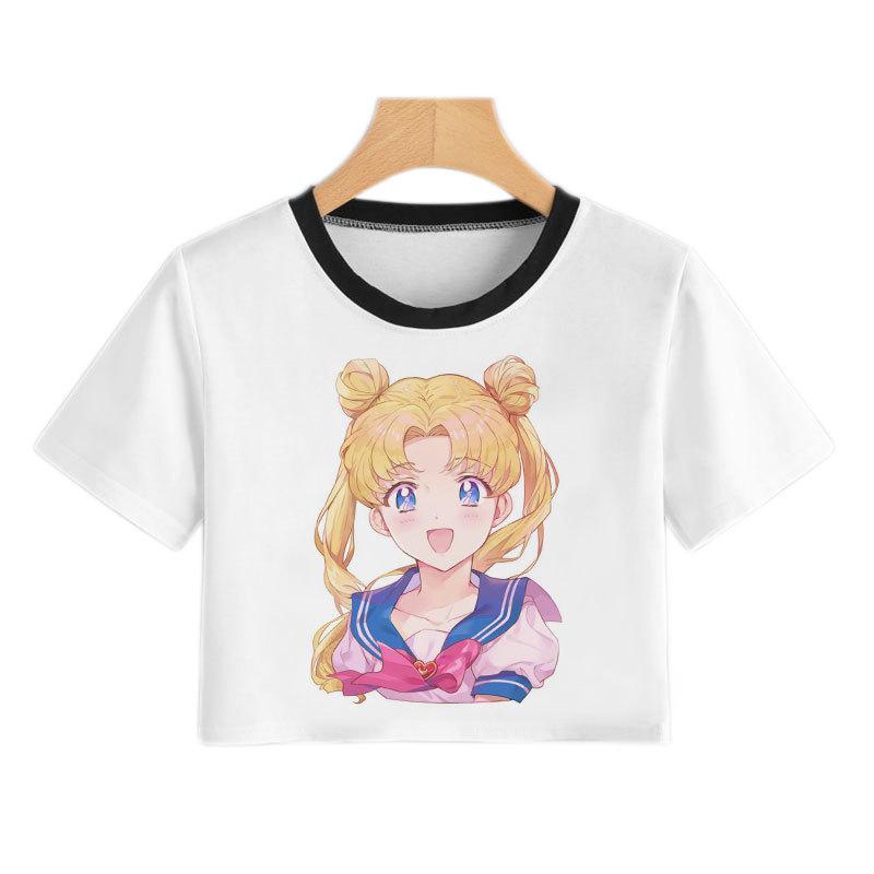 Sailor Moon Sailor Moon Cold Moon T-Shirt New Short T-Shirt Women'S Sexy Navel Shirt