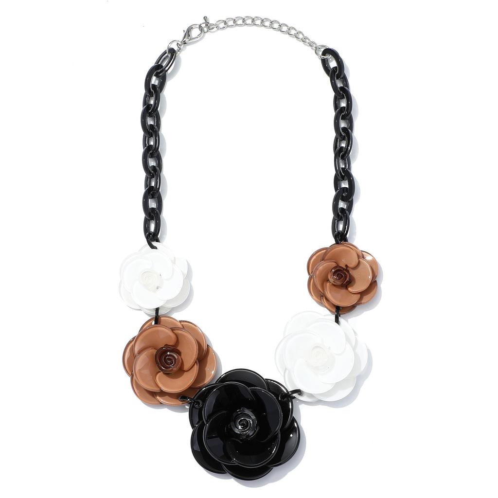 Bohemian Acrylic Flower Necklace - Colorful Rose Sweater Chain