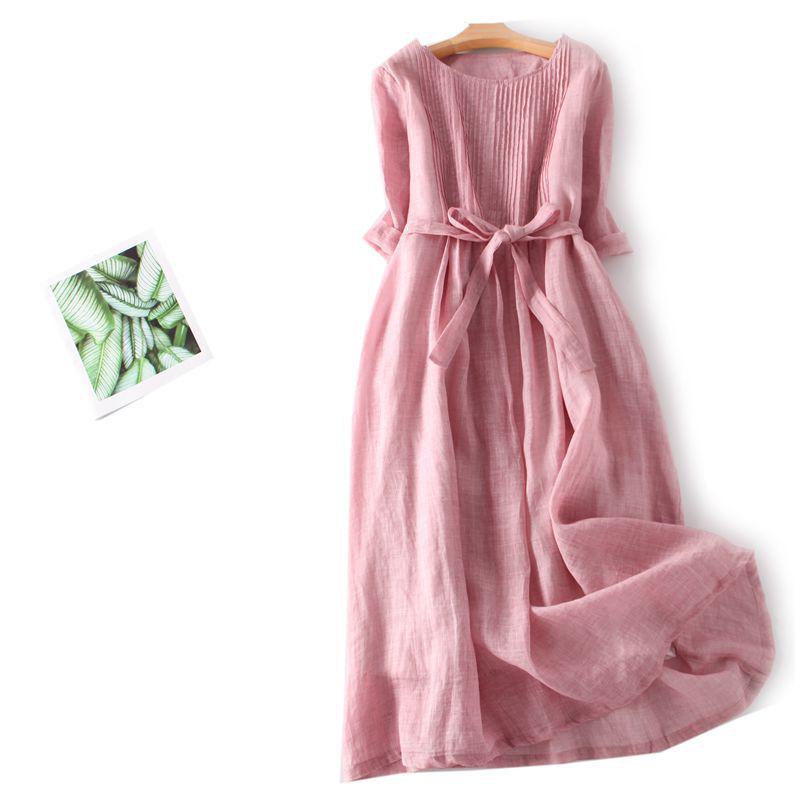 

Літня 2023 Ретро Мереживна Приталена Довга Сукня з Рукавами Три Чверті для Жінок L рожевий