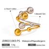 Sturdy Stainless Steel Ring Featuring Artistic Ball Accents Two Tone Color Adjustable Double Layer Design Enhanced Shine And Comfort