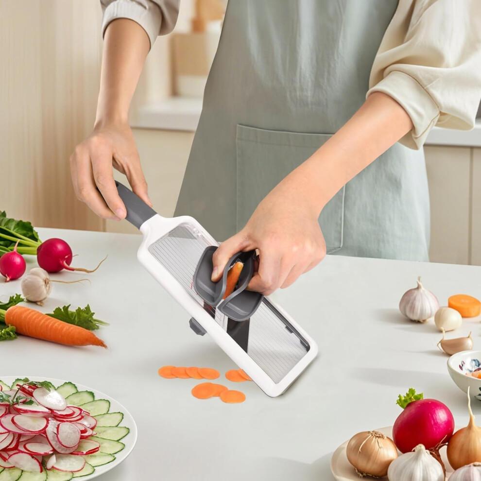 Adjustable Stainless Steel Mandoline Slicer and Vegetable Chopper with Safety Grip for Fruits and Vegetables