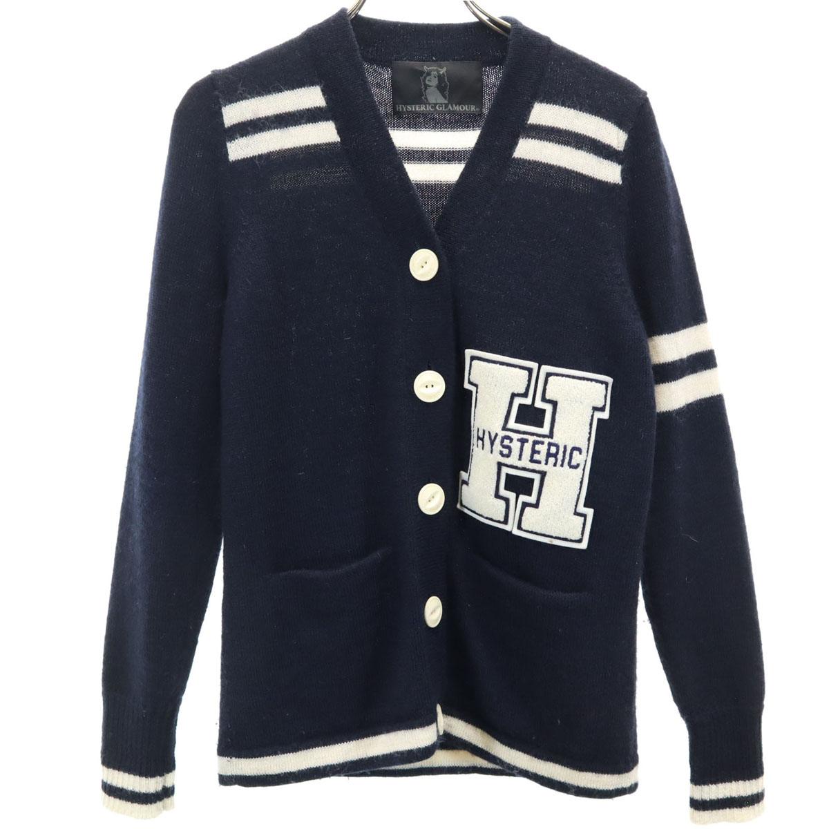 

HYSTERIC GLAMOUR Кардиган с длинным рукавом F Темно-синий системная вязка Женский Б/у