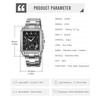 SKMEI Square Wristwatch Men's Stainless Steel Waterproof Analog Business Casual Chronograph Silver Black High-End Gift