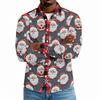 Men's Casual Long Sleeve Shirt with Christmas Print for Holiday Party and Fall