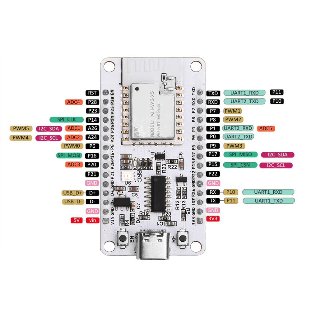 NiceMCU-WB3S Development Board Wifi Bluetooth Module Ch340 Onboard Wb3S Module Built-in BK7238 Chip