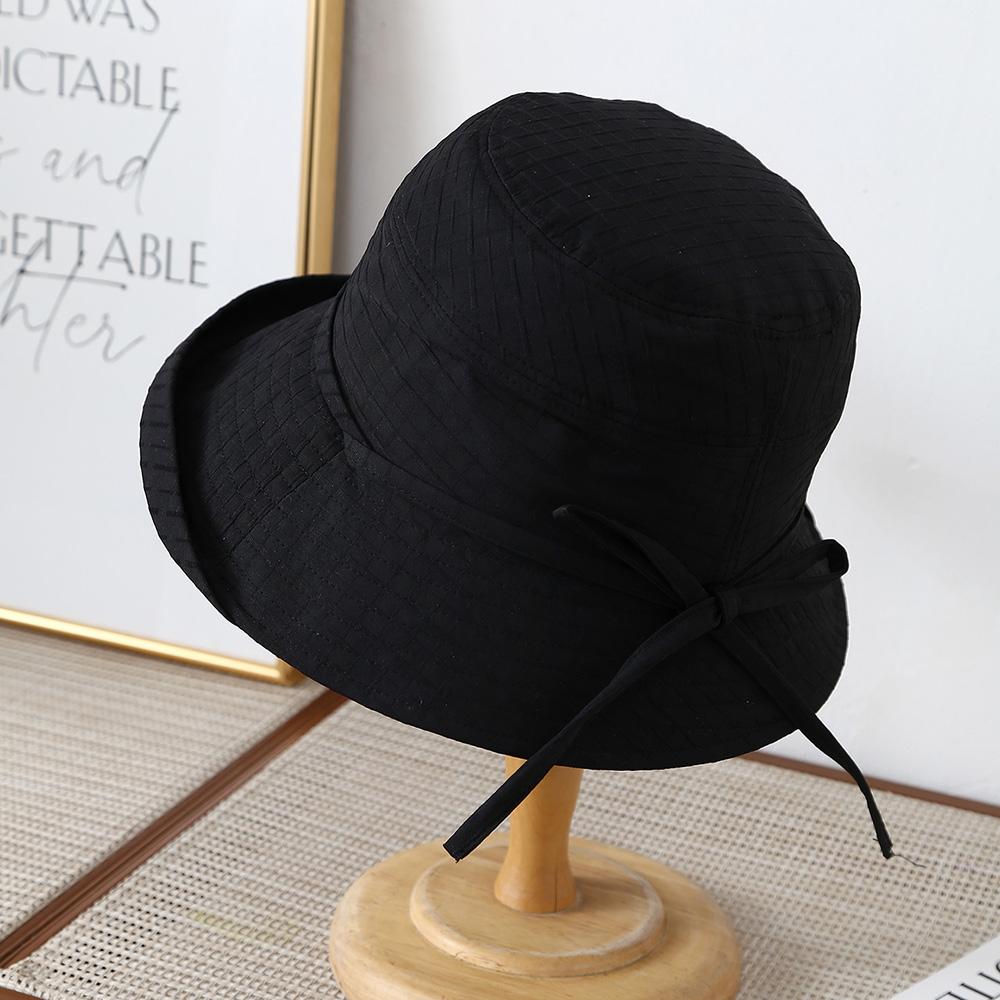 Women's Bucket Hat Elegant Lady Fisherman Cap With Bow Wide Brimmed Spring Summer Hats For Women Cloth Foldable Sunhat New