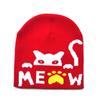 Keep Warm Knitting Cap Hat Cat Print Beanie Bonnet Fashion Wool Hat  Outdoor