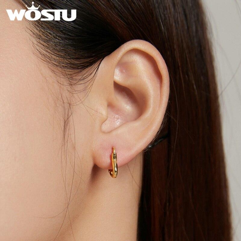 WOSTU 925 Sterling Silver Hollow Heart Love Stud Earrings Shiny Simple Earrings For Women Fashion Silver Jewelry