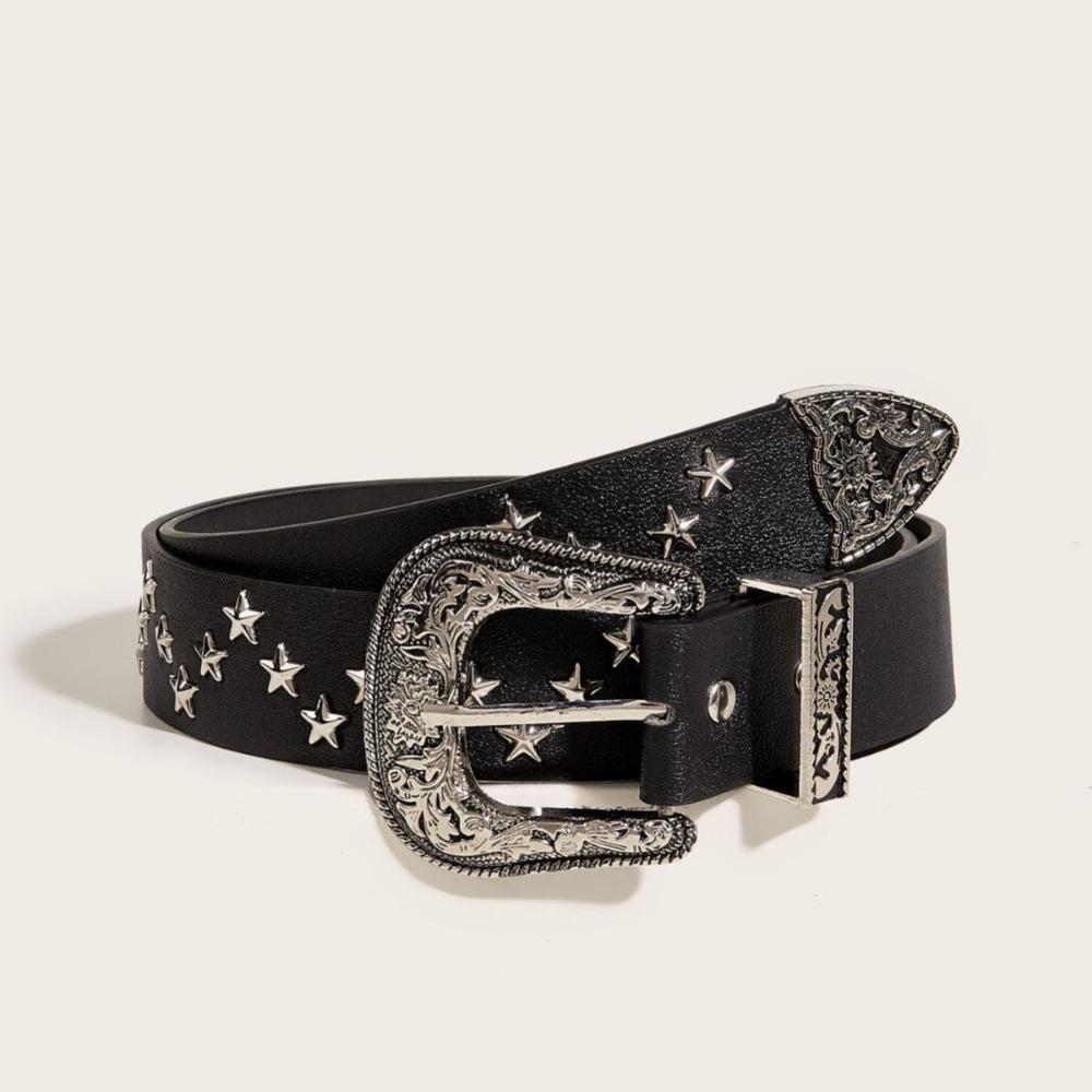 Punk Y2K Wide Belt Retro PU Leather Waistbands Vintage Star Rivet Waist Belt  Waist Seal