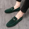 Luxury Designer Suede Green Grey Leather Driving Shoes For Men Formal Wedding Prom Dress Homecoming Sapatos Tenis Masculino