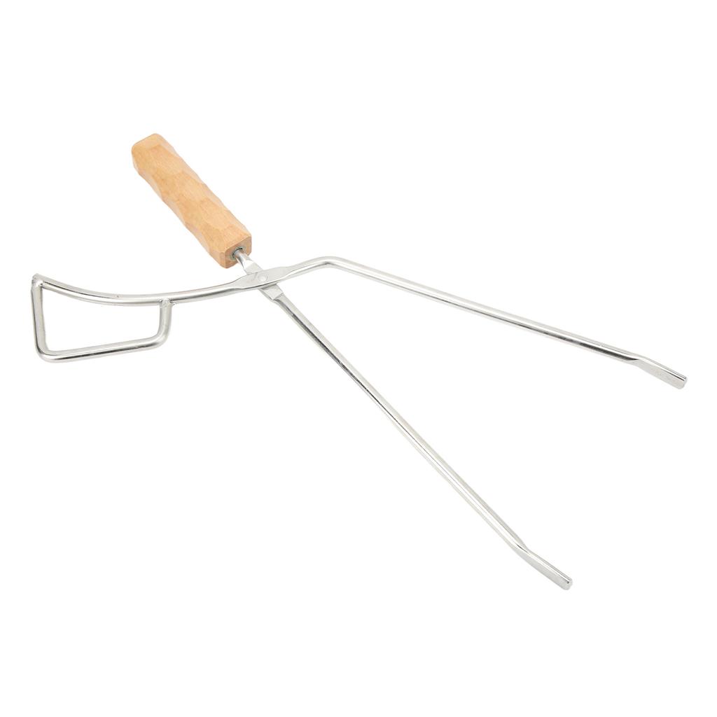 Fire Pit Tongs Heavy Duty Stainless Steel Lengthen Widen Thicken Beech Wood Handle Fire Tongs for