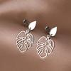 Stainless Steel Earrings Classic Vintage Water Drop Plant Leaves Fashion Pendants Earrings For Women Zircon Party Girls Gifts