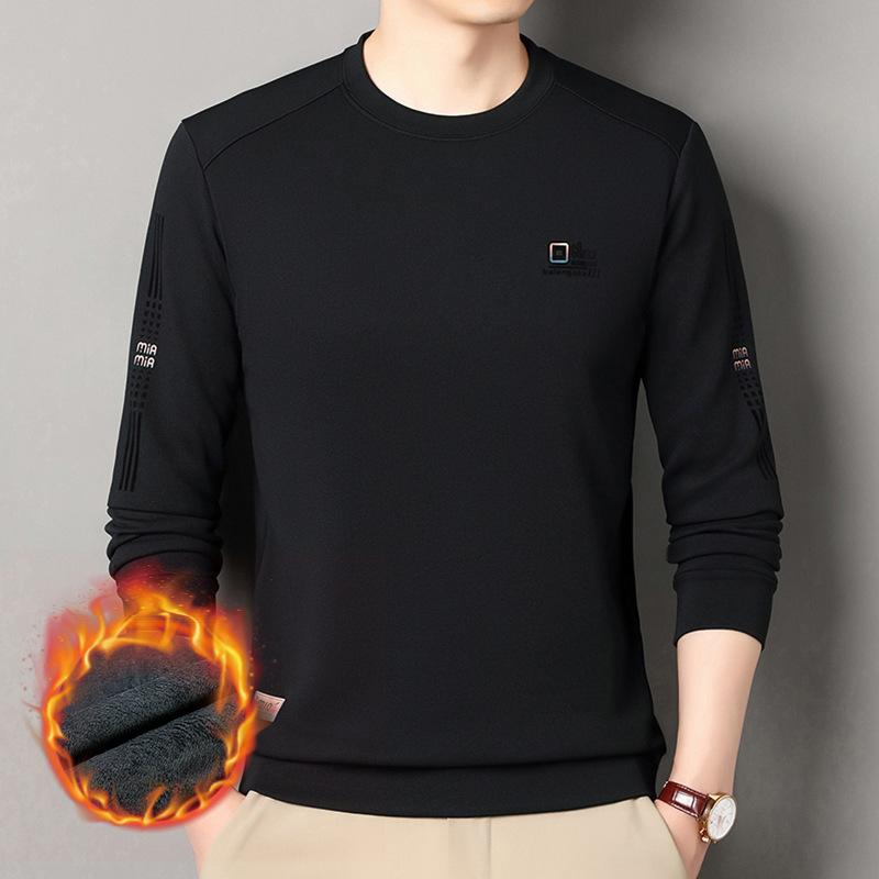 

Men s Sweater Men s Crew Neck Fleece Thickened Boys Bottom Shirt Long Sleeve T-Shirt High-end Men s Clothes 4XL