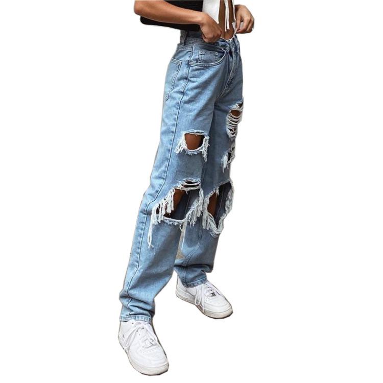 High-Quality Women's Ripped Straight Loose Jeans - European, American, Southeast Asian Styles