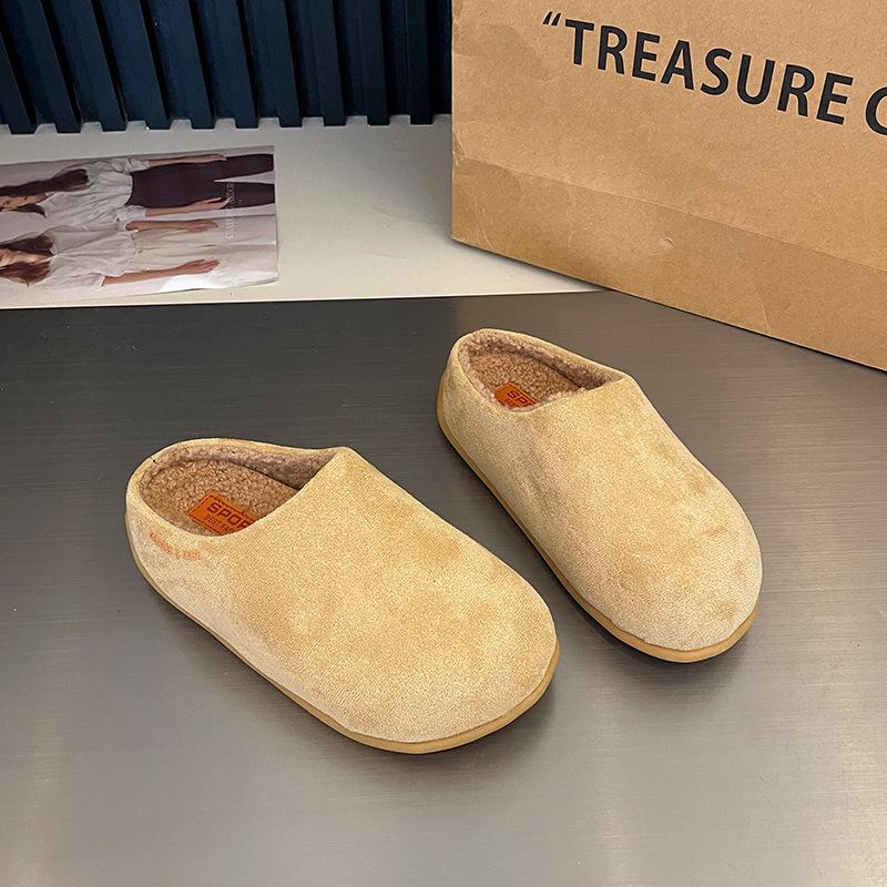 Cotton slippers women's 2025 new velvet lazy one pedal niche fashion comfortable versatile height bag head women's drag