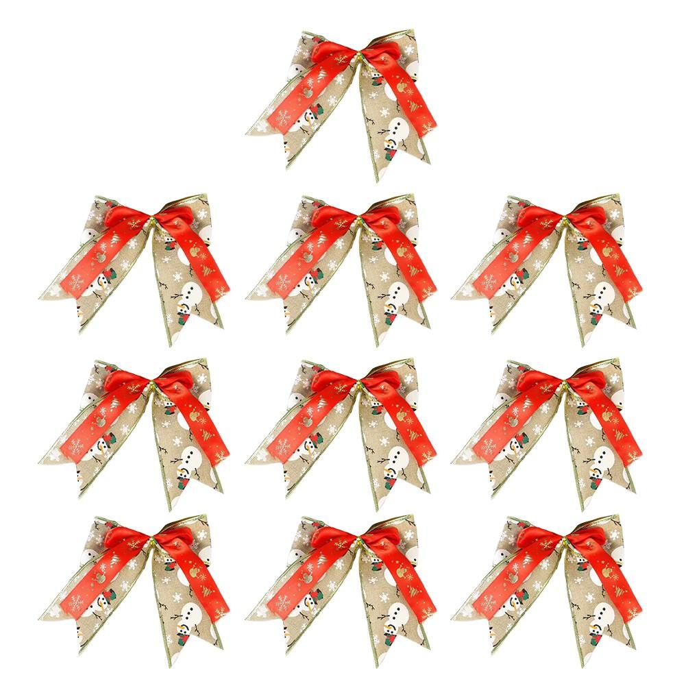 Set of 10 Decorative Christmas Bows for Tree and Holiday Event Use
