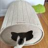 Wear-Resistant Foldable Stump Cat Bed & Claw Tunnel - Non-Stick Hair, Multifunctional Semi-Enclosed Hiding Spot