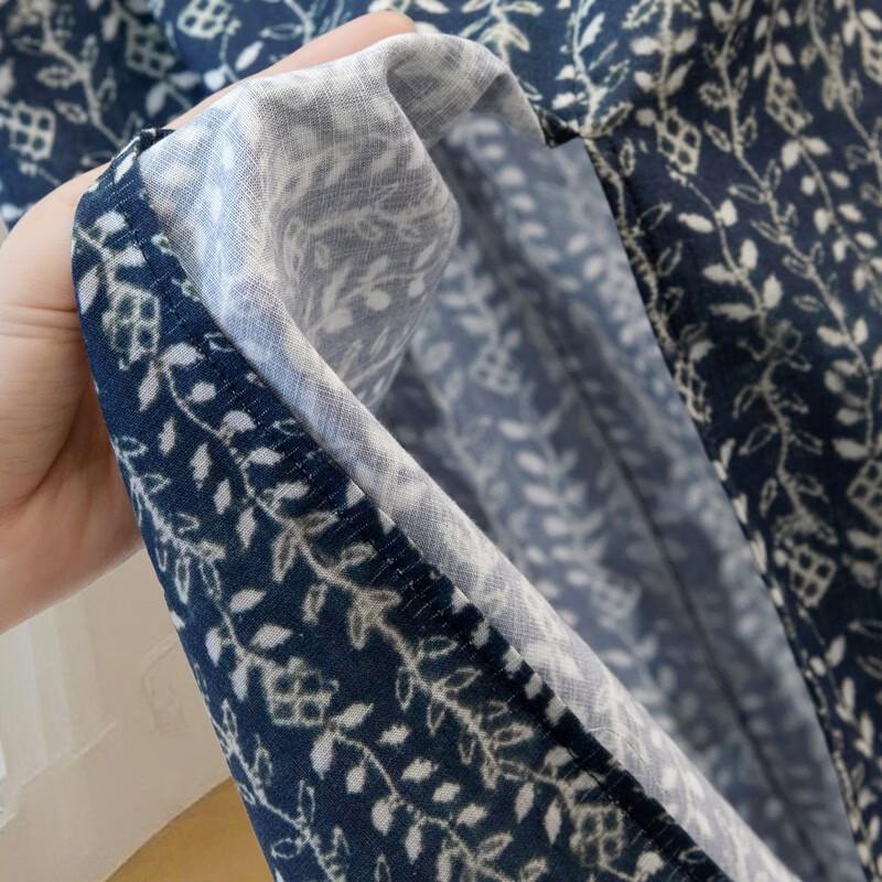 Women's Linen Blend Vintage Floral Elastic Waist Slit Long Skirt