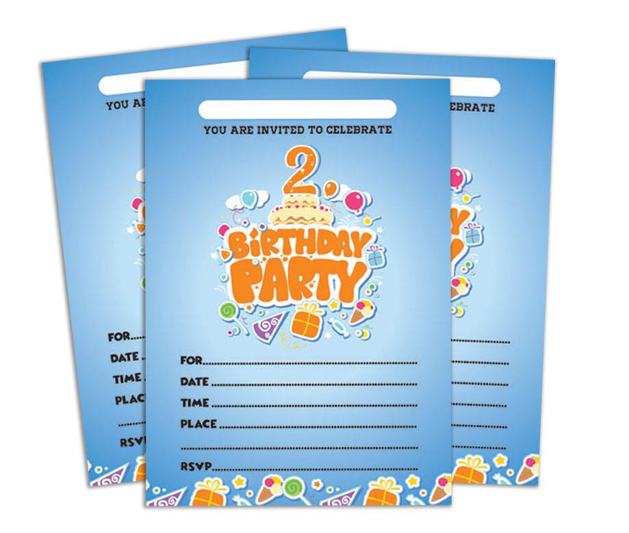 Darling Souvenir Blue Birthday Invitation Card Printable Fill or Write In Blank Invites Party Supplies Pack Of 28 5 X 7 Inches