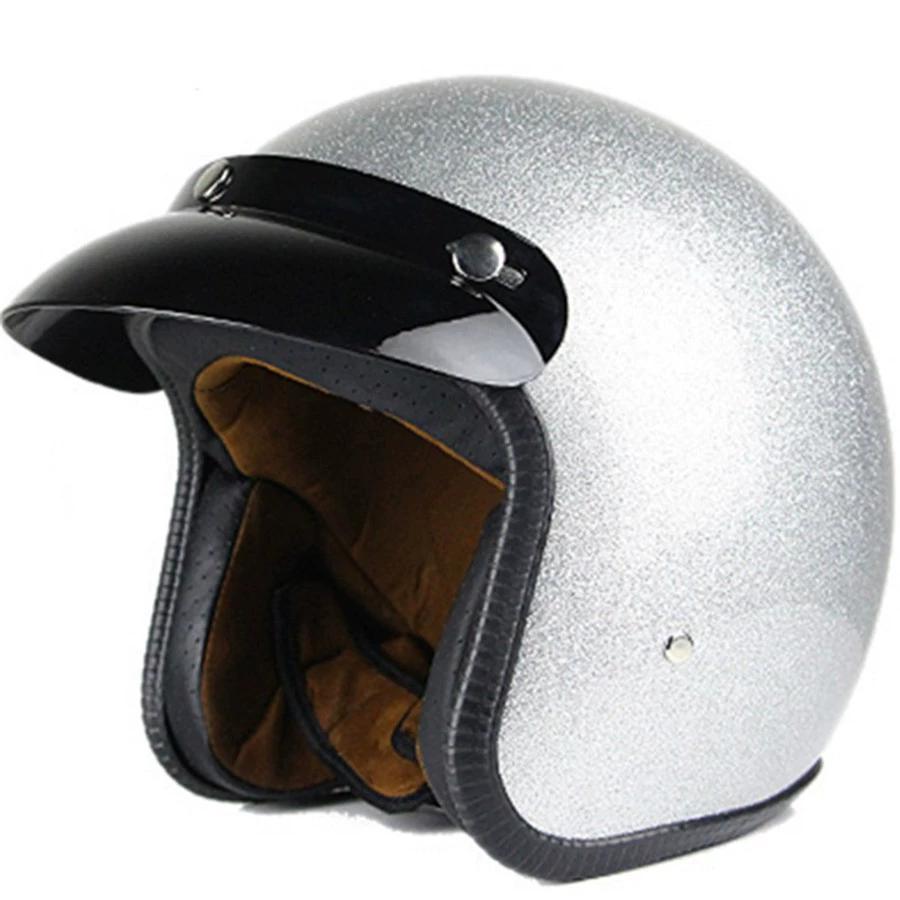 Casque de moto à face ouverte Vintage Capacete De Moto Casque Unique Rétro 3/4 Demi Casco Casque Quatre Saisons ECE DOT Approuvé