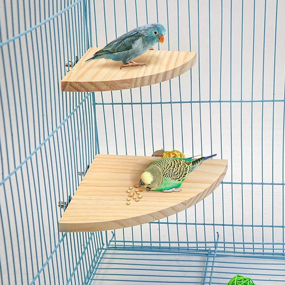 Bird Perch Platform Stand Wood Perch Bird Platform Parrot Stand Playground Cage Accessories for Small Anminals Rat Hamster