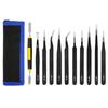 10/11 Piece Stainless Steel Industrial Tweezers Set for Precisions Tasks with Nonslip Handle and Canvas Storage Bag