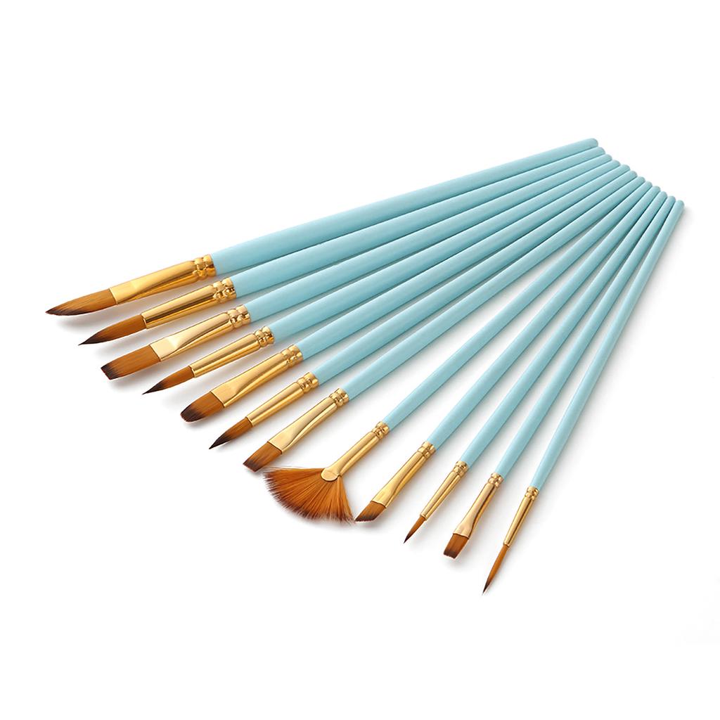 12Pcs Fine Detail Paint Brush Set Double Color Taklon Hair Paintbrushes for Miniature Acrylic Oil