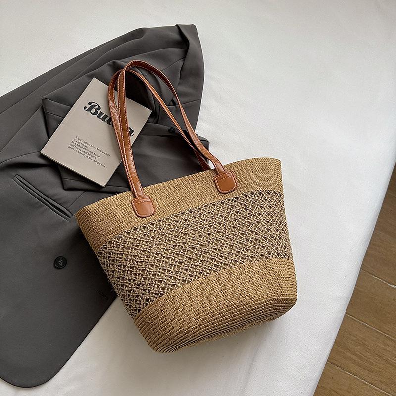 New Style Women's Straw Woven Tote Bag for Beach Vacation - Large Capacity Handbag & Shopping Basket