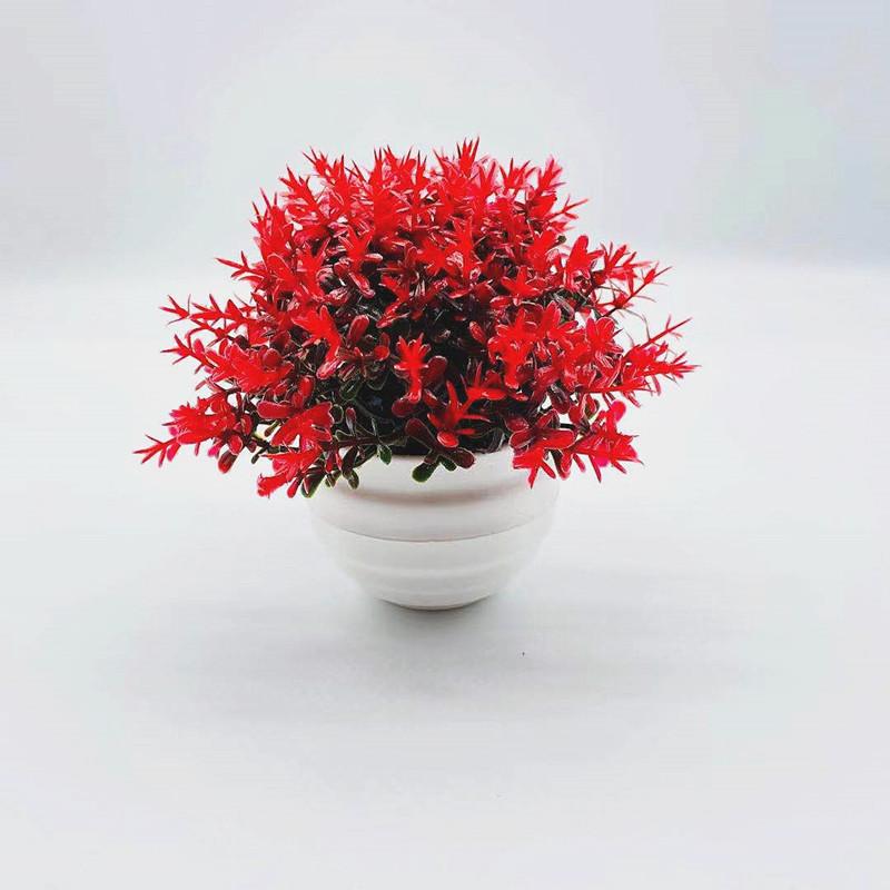Plantas Artificiales en Maceta Flores Artificiales Adornos Pequeños Hierba de Cuatro Patas Pequeñas Plantas Verdes Hemisféricas