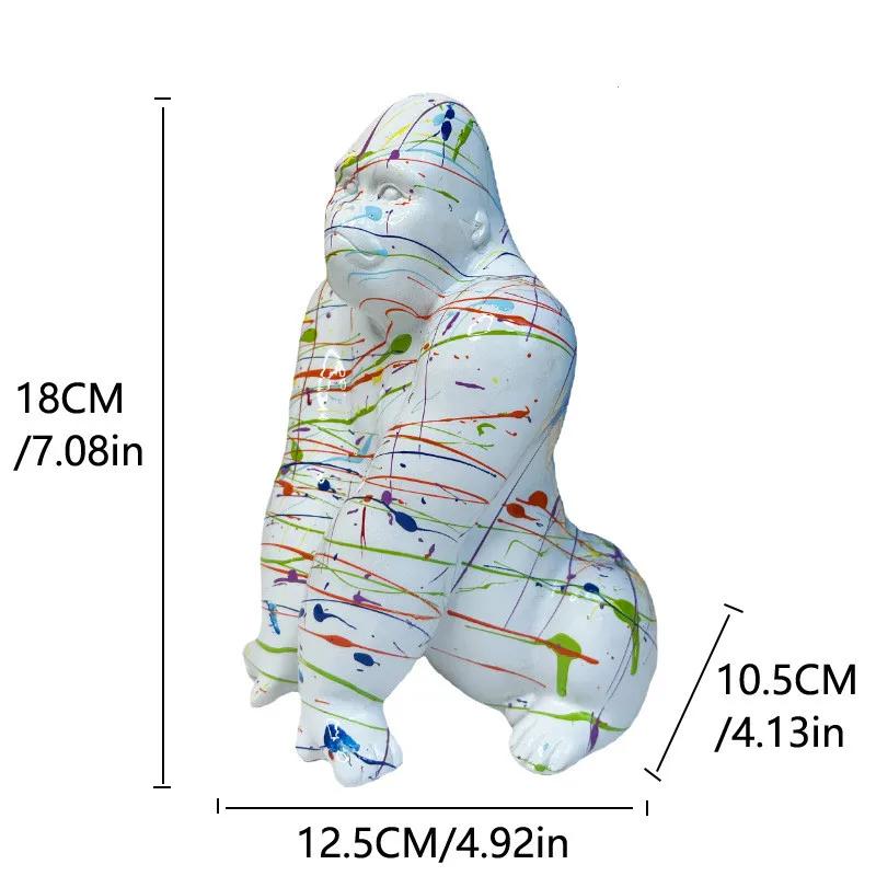 Creative Graffiti Art Gorilla Sculpture, Living Room Bookshelf Decoration Animal Statue, Resin Crafts, Modern Home Decoration