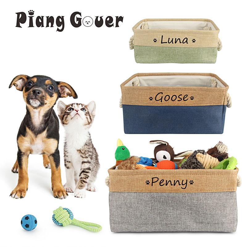 Cesto Portagiochi Cane con Nome Personalizzato Scatola Pieghevole Gatto Animale Domestico Stampa Cesti Portaoggetti ID Personalizzati Per Vestiti Accessori Animali Domestici